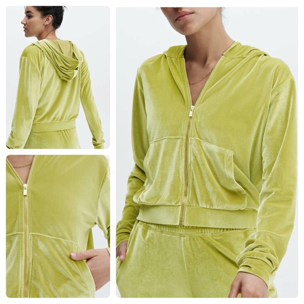 Fabletics M Lime Velour Hoodie & Matching XL Joggers Set. NWT